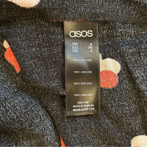 ASOS Tea Dress Ruffle Tiered Hem in Heart Print Size 4 - Picture 7 of 12